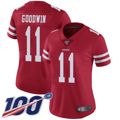 San Francisco 49ers Limited Red Women #11 Marquise Goodwin Home NFL Jersey 100th Vapor Untouchable->youth nfl jersey->Youth Jersey